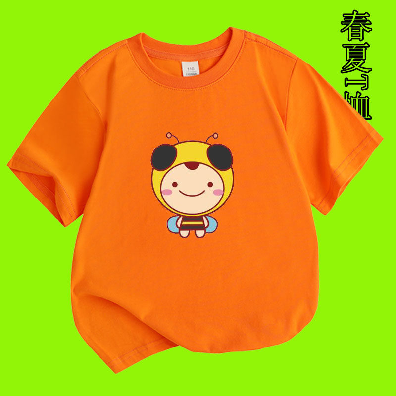 小蜜蜂昆虫纯棉T恤衫男童女孩儿童装春夏季宝宝短袖亲子装上衣服