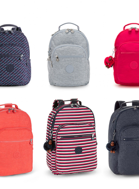 Kipling双肩包男女通用休闲简约多口袋电脑包上课上学背包猴子包