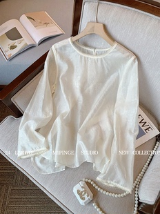 2026年春装 上衣小衫 新款 钉珠装 口刺绣宽松显瘦国风 新中式 饰袖 女装