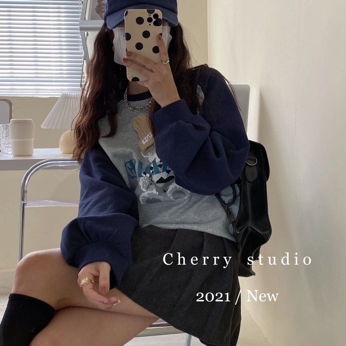 小熊卫衣女学生设计感小众春秋宽松韩版小个子圆领2021新款潮ins
