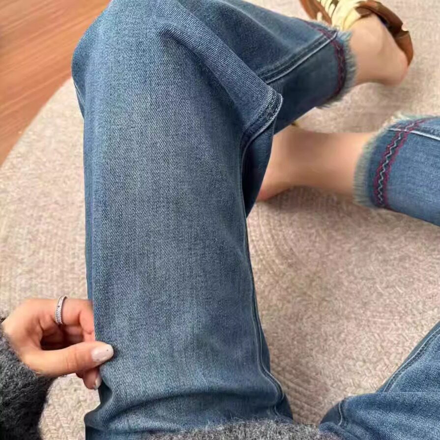 小个子无托腹高腰孕妇牛仔直筒裤