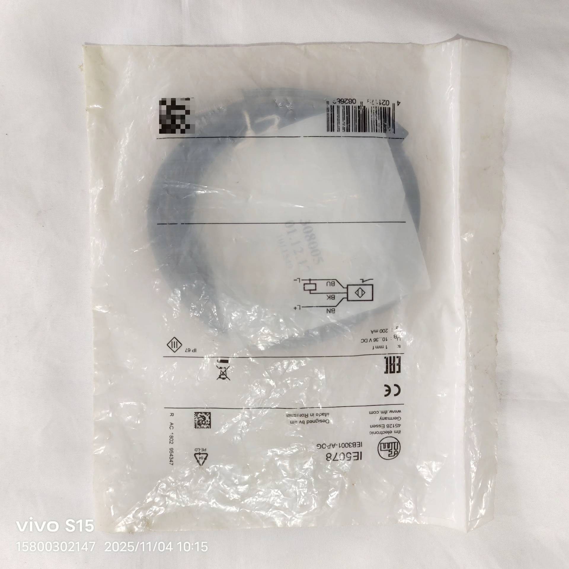 全新IFM易福门传感器IE5078，型号IEB3001-AP