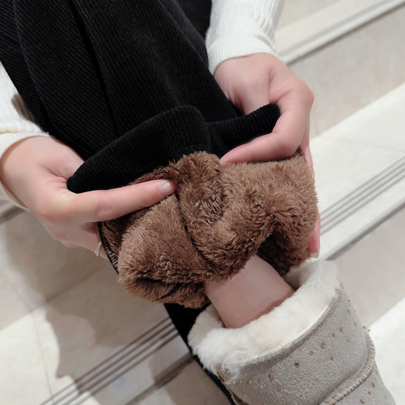 加绒裤子女秋冬款垂感女裤休闲裤