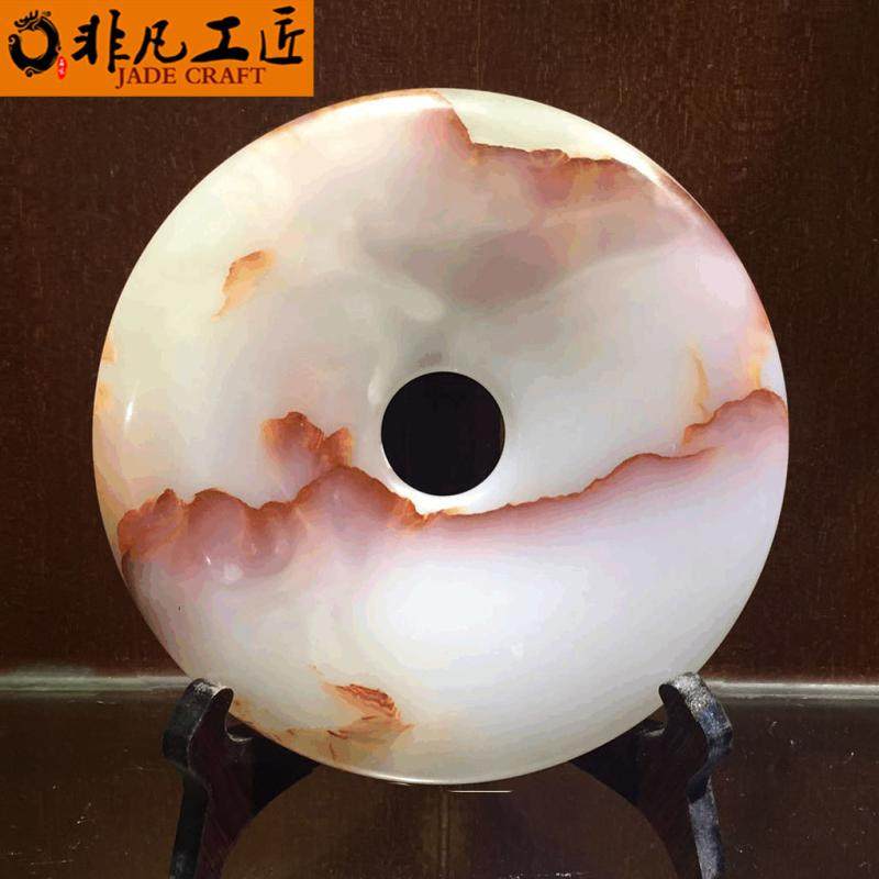 天然阿富汗玉石平安扣摆件客厅和氏璧酒柜原家居礼物玄关装饰品