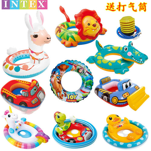 INTEX儿童泳圈宝宝卡通透明座圈 3-6岁游泳圈加厚浮圈充气腋下圈