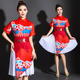 新年圣诞晚会 现代舞演出服女开场舞喜庆红色表演服打鼓服装