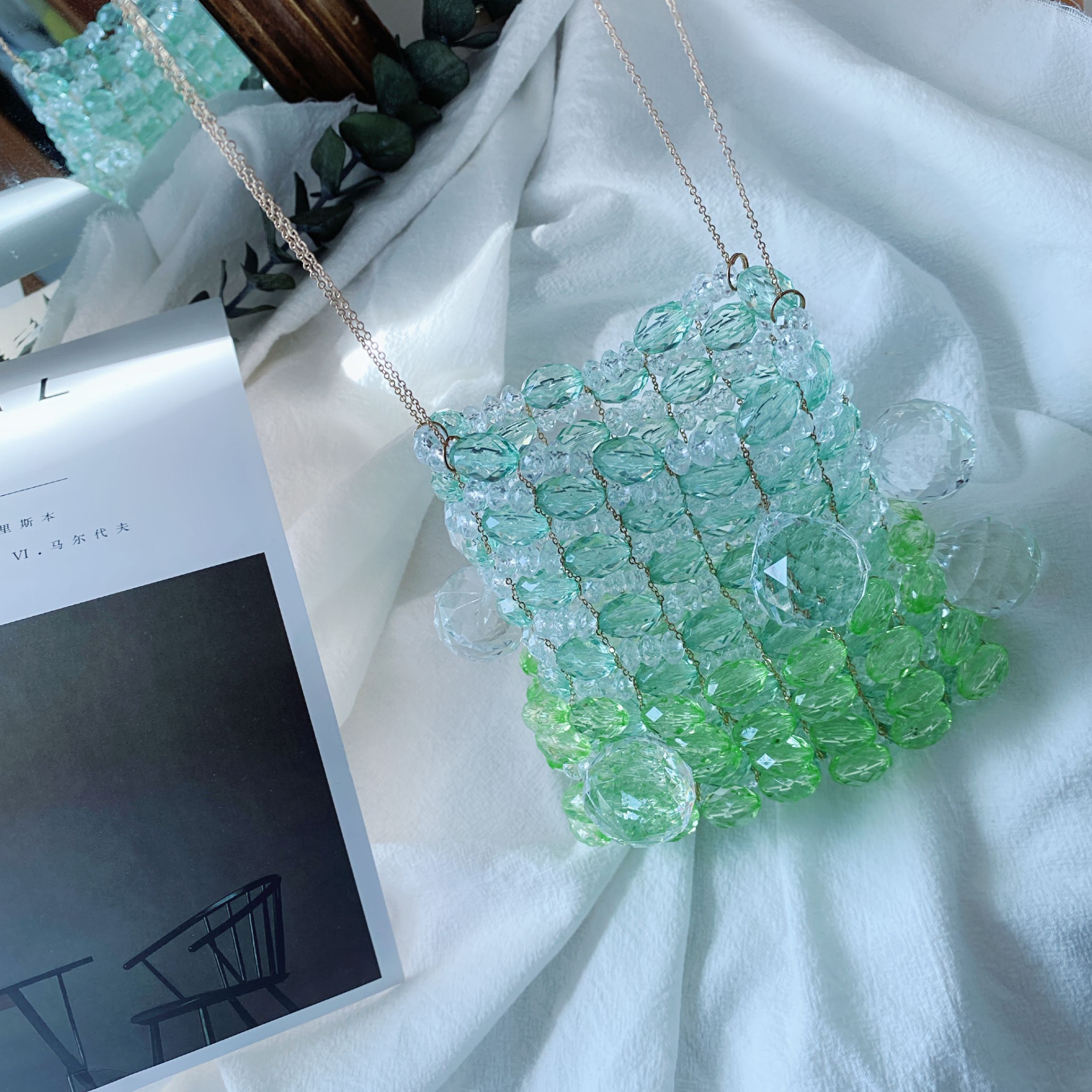 水晶包包链条串珠包透明手工穿珠