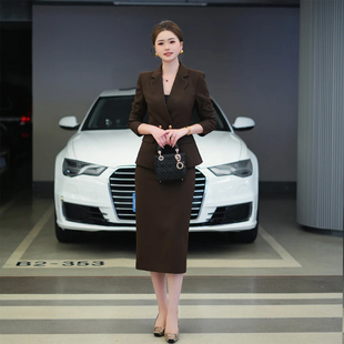 高端面试正装女套装职场时尚气质工作服职业装女神范长袖西装套裙