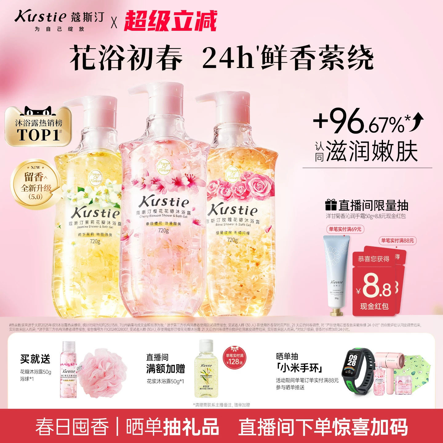 蔻斯汀樱花花瓣沐浴露持久留香品牌正品官方旗舰店720gX3
