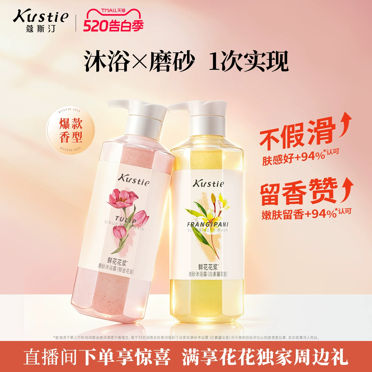 【沐浴露任选】蔻斯汀郁金花花浆草莓果酱磨砂沐浴露二合一沐浴液