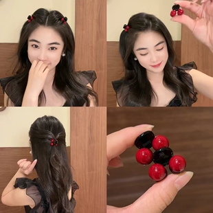 安哥拉红色樱桃夹抓夹刘海夹侧边夹碎发夹披肩公主头侧边夹