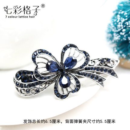 七彩格子古典饰品发夹发饰韩国头饰水钻弹簧夹横夹顶夹发夹一字夹