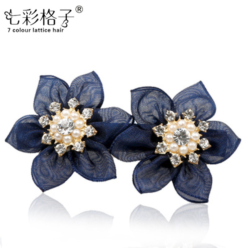 七彩格子头饰 布艺发卡韩国蝴蝶结发饰韩版饰品A0204