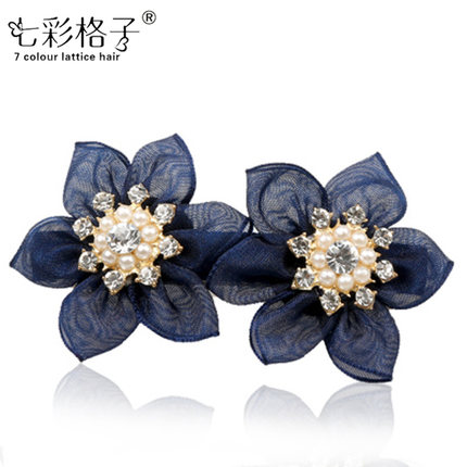 七彩格子头饰 布艺发卡韩国蝴蝶结发饰韩版饰品A0204