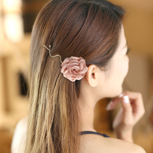 花朵甜美一字夹边d0551发饰品