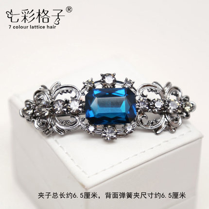 七彩格子古典饰品发夹发饰韩国头饰水钻弹簧夹横夹顶夹发夹一字夹