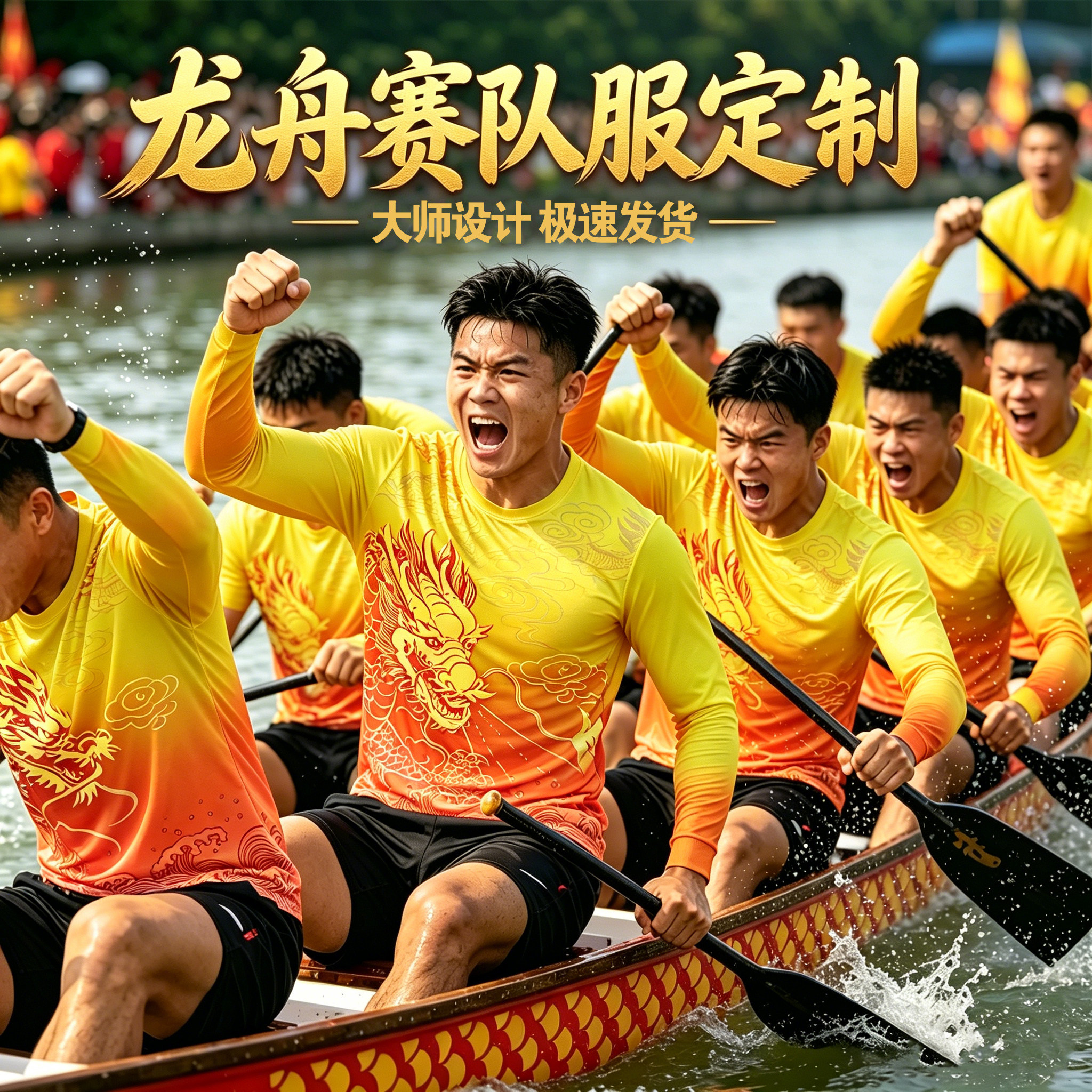 龙舟服套装男定制端午划龙舟比赛队服成人长袖上衣裤子印字训练服
