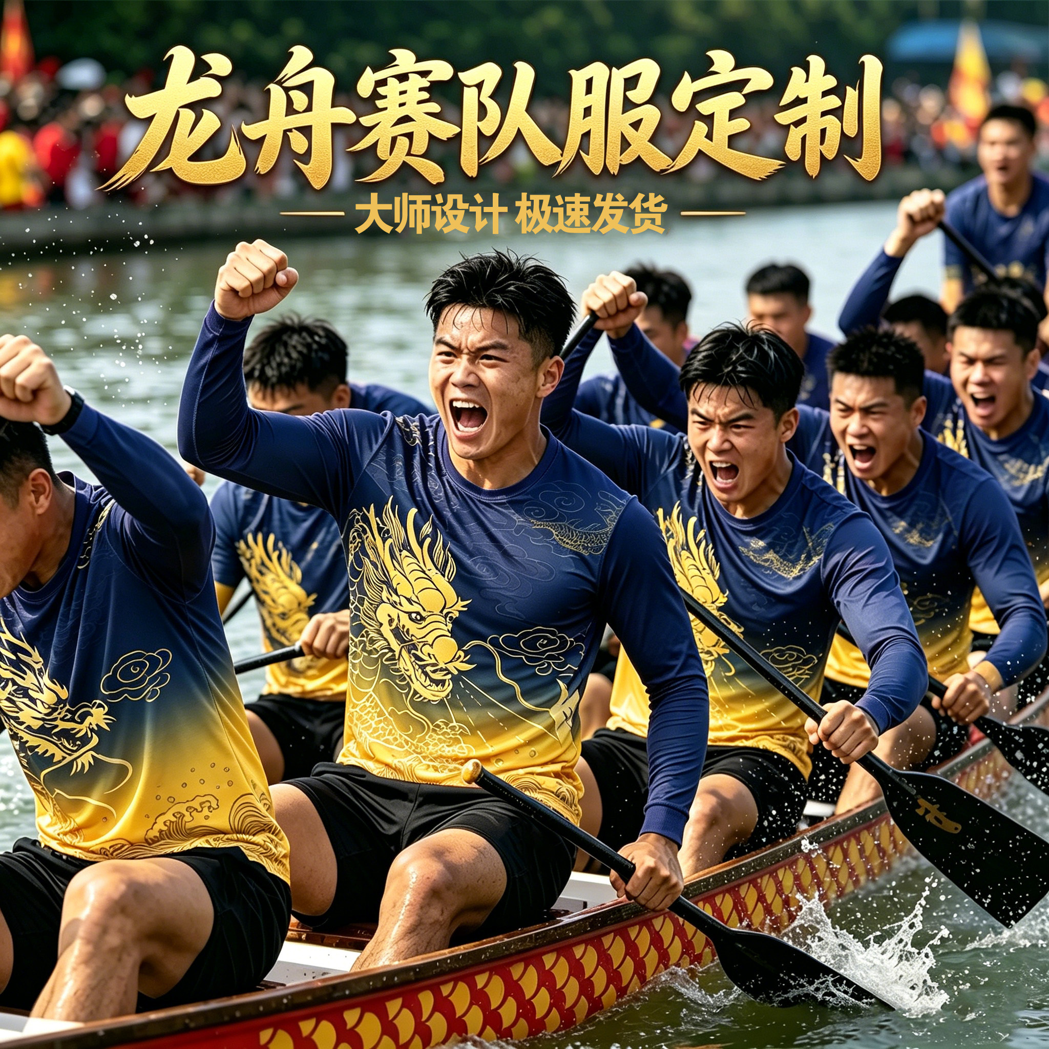 龙舟队服套装男定制长袖队服端午赛龙舟比赛训练服装成人印字队服