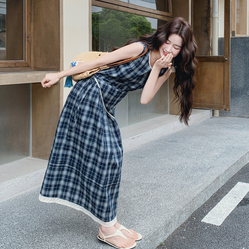 现货格子无袖连衣裙女夏季2C512-7066-P165-控255，女装连衣裙，昱喆服饰