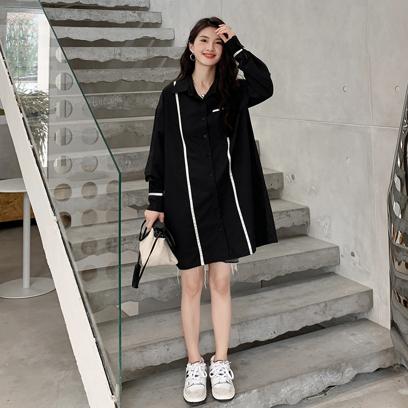 196现货衬衫裙连衣裙A162黑色P105控158，女装连衣裙，昱喆服饰