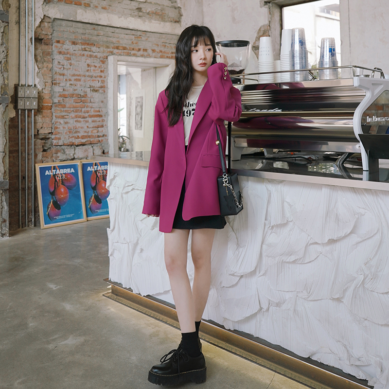 196数据现货火龙果色西装外套A001p125控178提升质量，女装西装，昱喆服饰
