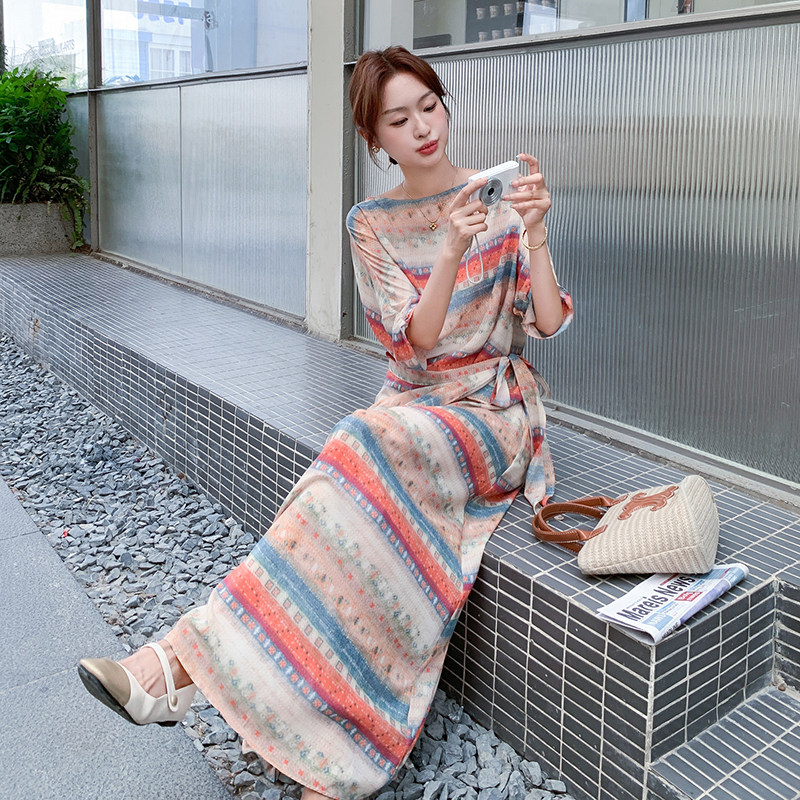 背带款不褪色透气军旅风连衣裙女装夏季气质海妖风碎花显瘦气质,女装连衣裙,昱喆服饰