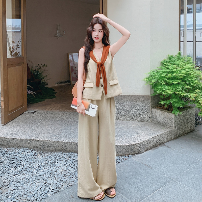 现货时尚套装女马甲背心加裤子夏季新款2C512-7067-P175-控268，女装套装/套裙，昱喆服饰