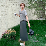 时尚套装休闲风时尚新款短袖显瘦气质洋气高腰百搭夏季开叉，女装套装/套裙，昱喆服饰