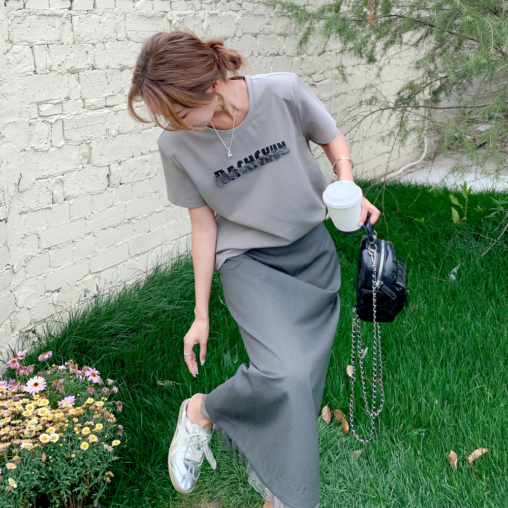 时尚套装休闲风时尚新款短袖显瘦气质洋气高腰百搭夏季开叉，女装套装/套裙，昱喆服饰