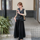 196现货条纹拼接连衣裙加马甲套装1127新款P190控278，女装连衣裙，昱喆服饰