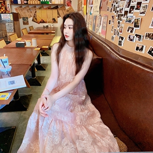 196现货 粉色连衣裙女裙子两件套 1026新款 P160 控248图片