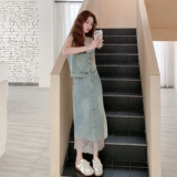 现货牛仔蕾丝拼接时尚套装2C512-1065新款-P175-控248，女装套装/套裙，昱喆服饰