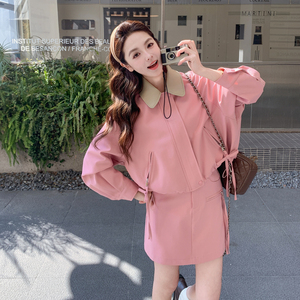 196现货 新款 粉色时尚外套套装 7018新款 P190 控295，女装套装/套裙，昱喆服饰