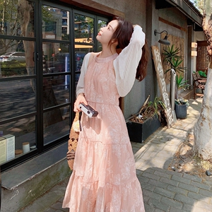 现货 2C512 春粉色连衣裙女裙子两件套 1026新款 P160 控248图片