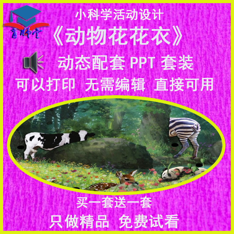 幼儿园老师比赛课小班科学《动物花花衣》公开优质课动态ppt课件