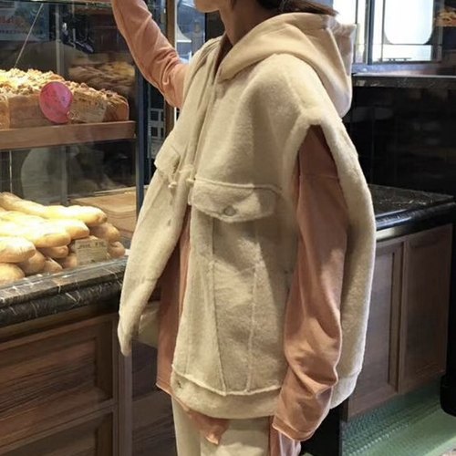 女款马甲女秋冬羊羔毛连帽韩版2024新款秋冬皮毛一体宽松外套马夹