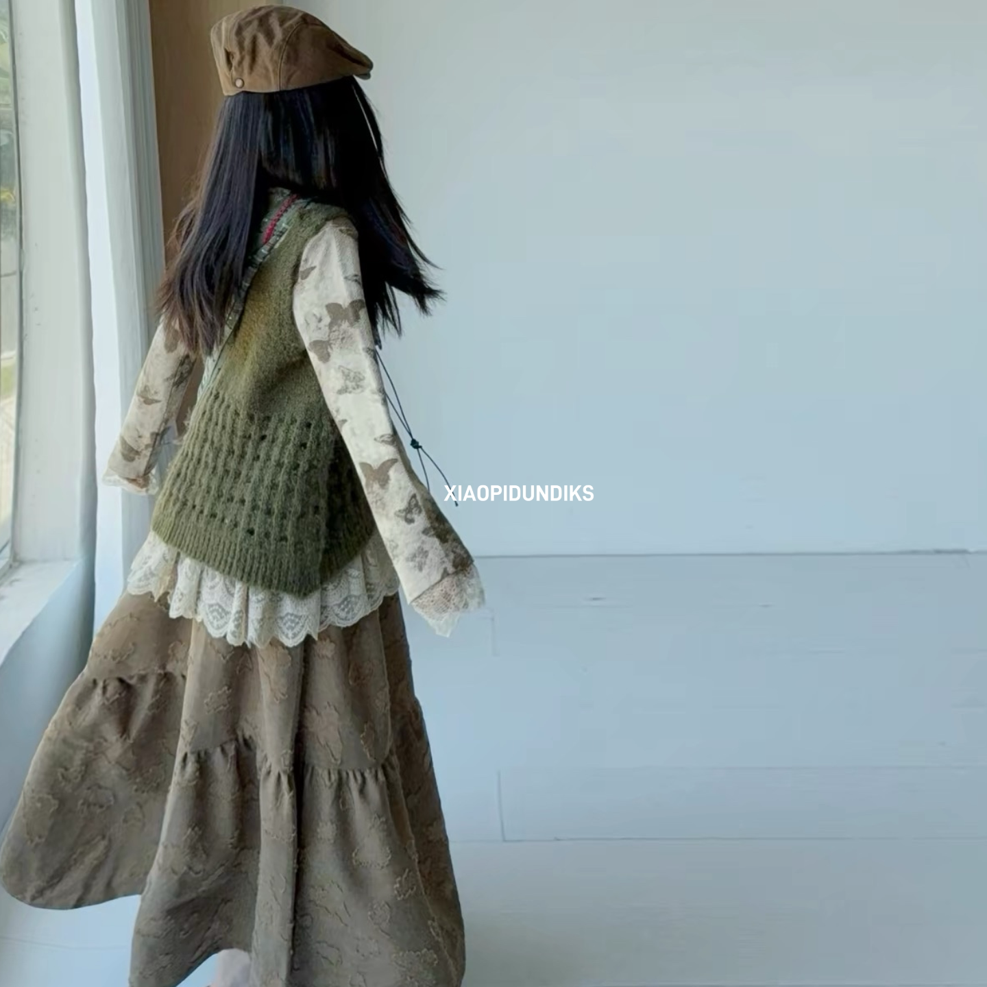 女童秋季新款拼接长裙秋装套装潮