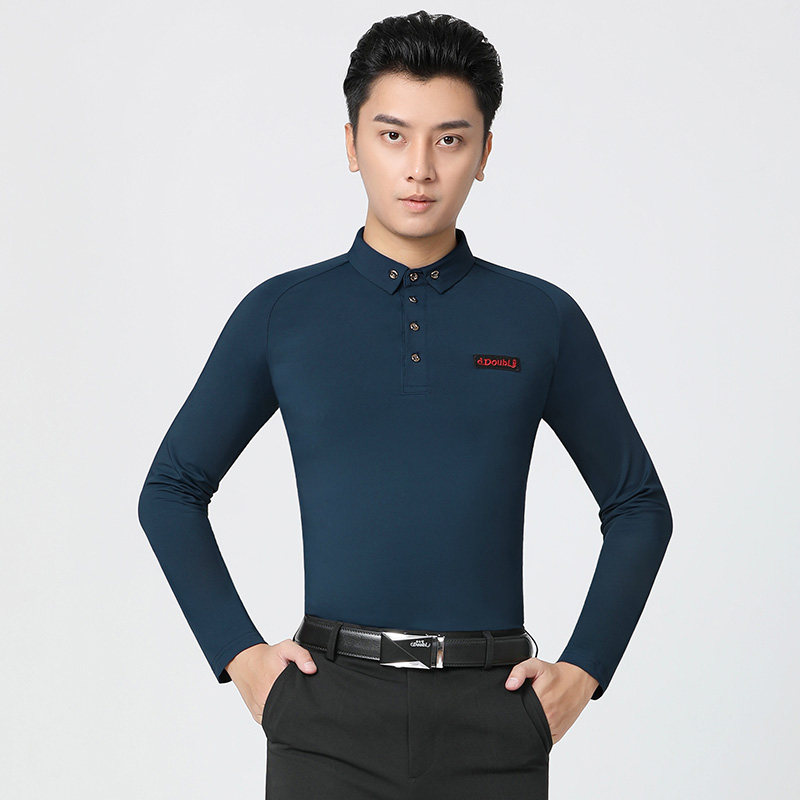 丹宝罗旗舰店男士舞蹈练功服斜肩帅气衬衣领长袖拉丁舞服秋季新款