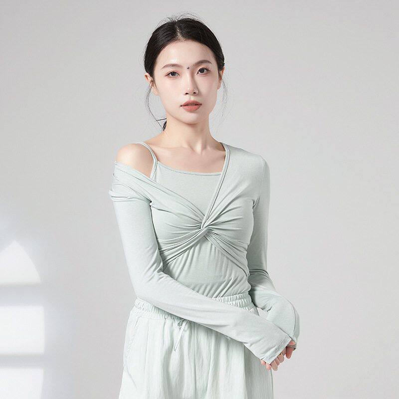 春秋现代舞蹈练功服上衣女形体中国古典舞服装成人教师中袖套装