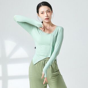 现代舞舞蹈练功服套指长袖形体训练服装女古典舞身韵服上衣