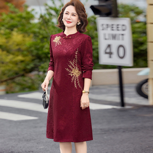 中老年女装连衣裙妈妈婚宴装2026新款春装喜婆婆结婚礼服时尚旗袍
