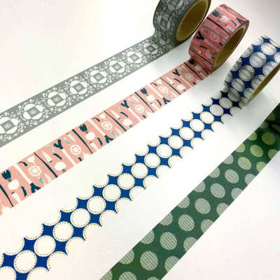 现货 日本papier platz 和纸胶带 蓝色圆点绿色灰色手账贴纸拼贴