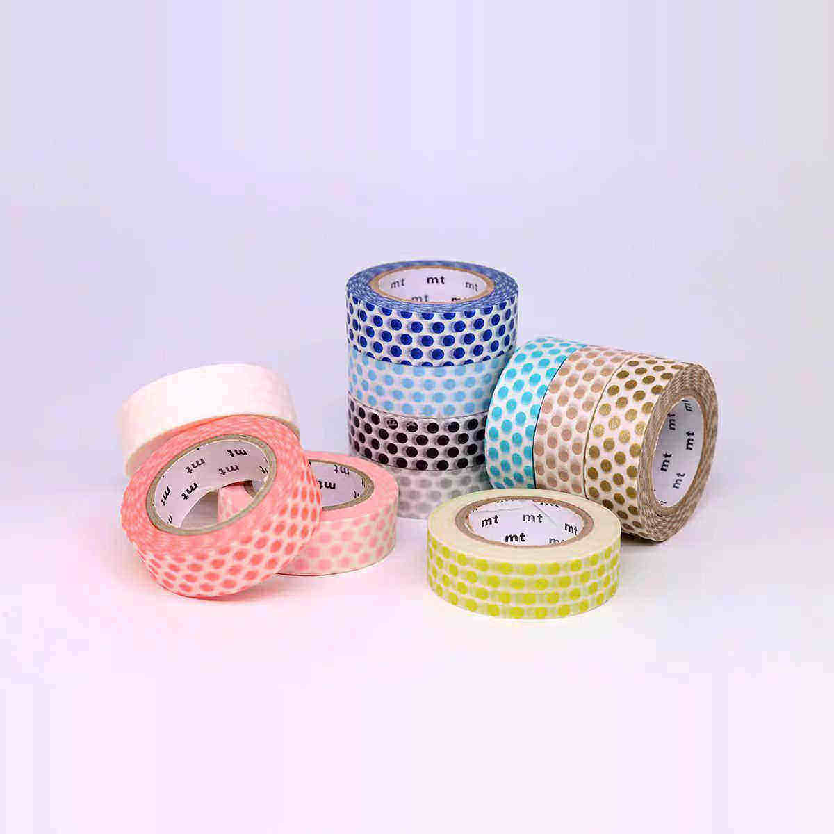 现货 mt和纸胶带 1P点状手帐圆点基础款紫 黑绿蓝 白色波点