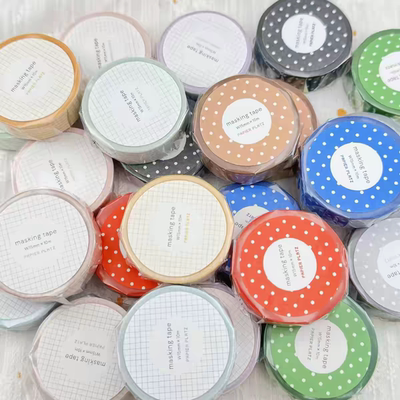 现货日本papier platz和纸胶带水玉波点格纹基础款打底手帐素材