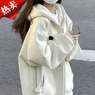 卫衣女春秋季2023新款大码胖mm女装秋冬加绒宽松中长款加厚外套潮