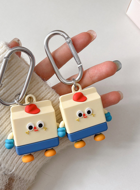 适用于苹果AirTag防丢器保护套可爱卡通奶牛盒小人挂钩日韩ins风