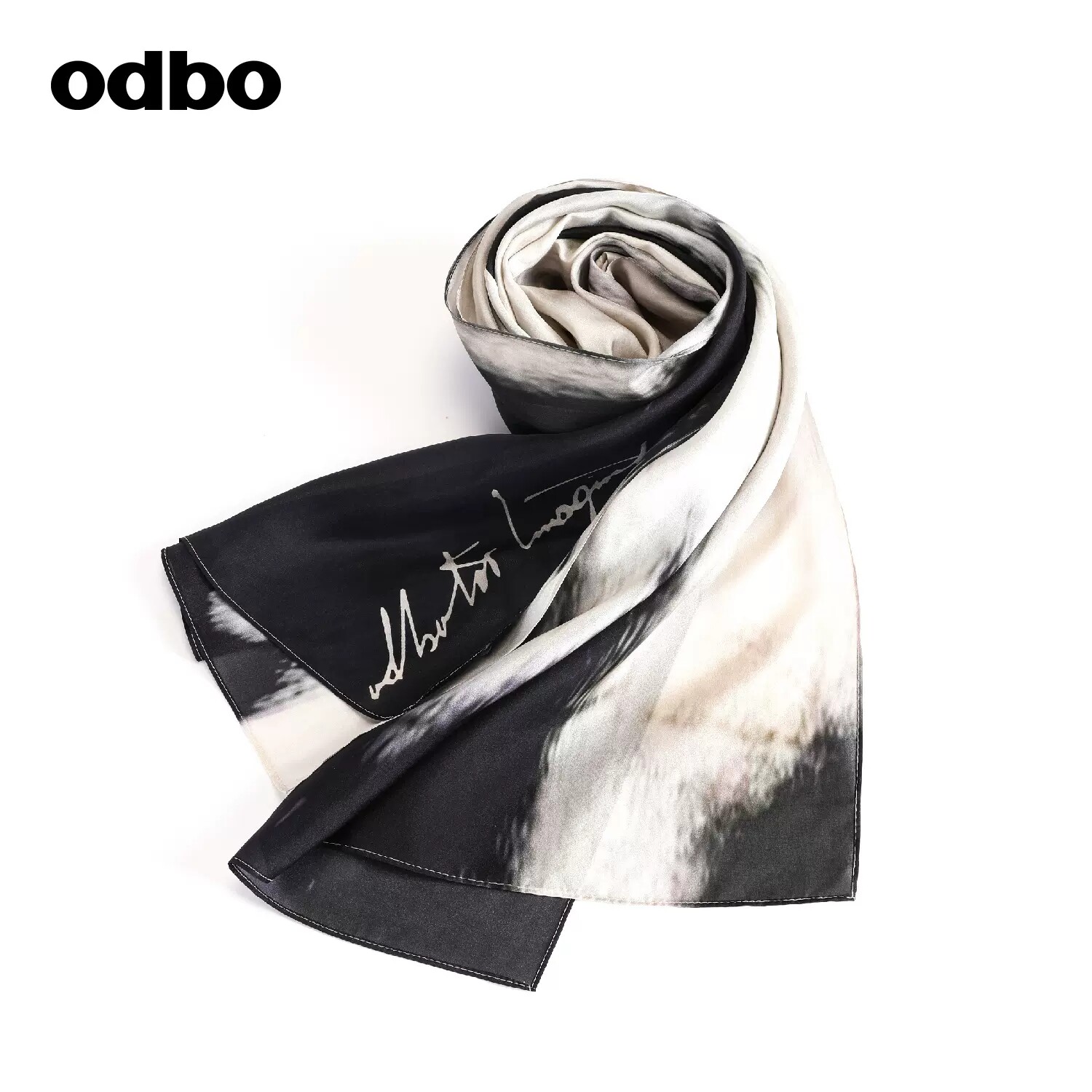 odbo 品牌高端真丝方巾高级感丝巾女2023年春季新品文艺复古围巾