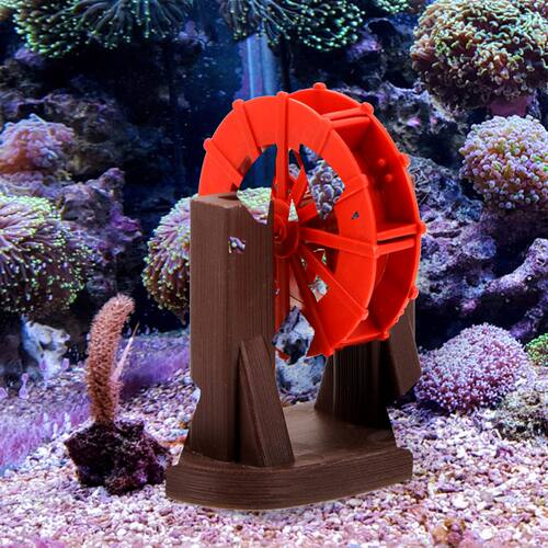 假山流水鱼缸造景水族箱装饰塑料水车风车轮增氧摆件装饰鱼缸801