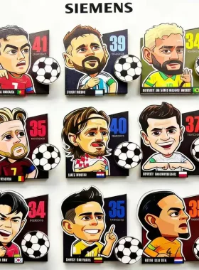 2026世界杯67旋转冰箱贴磁吸周边C罗内马尔家居装饰足球小礼物
