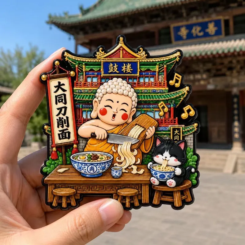 山西刀削面树脂浮雕磁吸冰箱贴大同文创旅游纪念品小礼品伴手礼